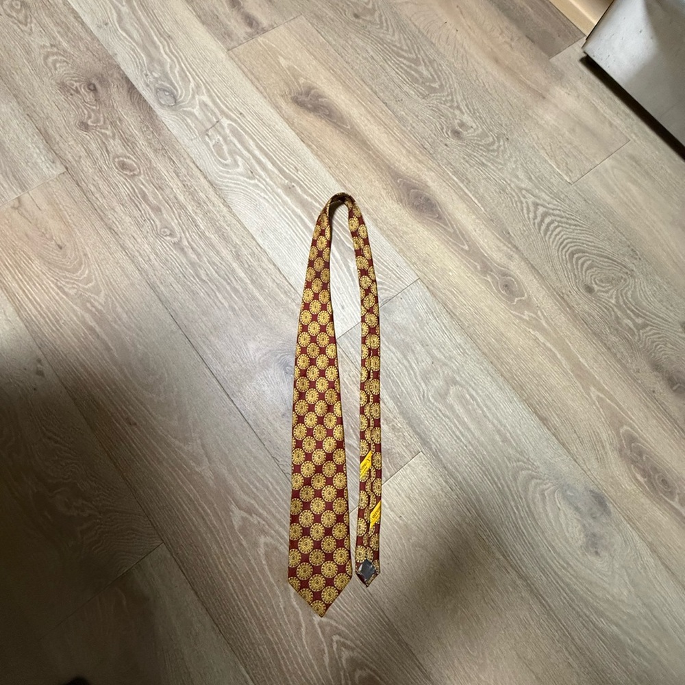 Valentino Brown and Yellow Geometric Tie